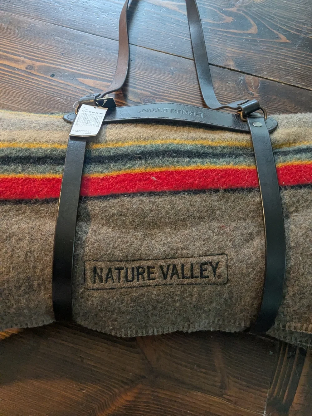 Pendleton Nature Valley Wool Blanket Roll - Brown with Red & Gold Stripes